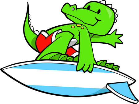 Surfing Crocodile Vector Illustrationのイラスト素材