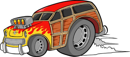 Woodie Car Vector Illustrationのイラスト素材