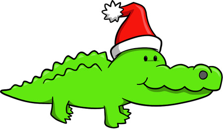 Christmas Gator Vector Illustrationのイラスト素材