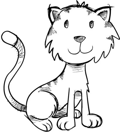 Sketchy Cat Vector Illustrationのイラスト素材