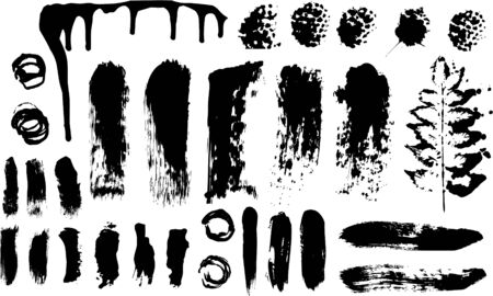   Brush strokes and Ink and Paint Splatters Vector Illustrationのイラスト素材