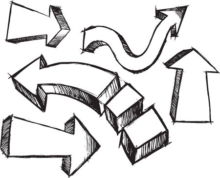 Sketch Doodle Arrows Vector Illustrationのイラスト素材