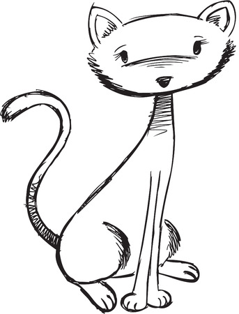 Sketchy Doodle Cat Vector Illustrationのイラスト素材