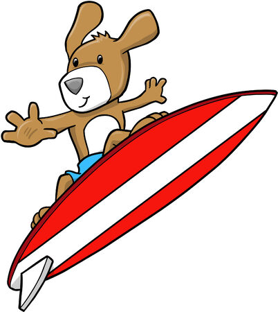 Cute Puppy Dog Surfing  Illustrationのイラスト素材