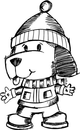 Doodle Sketchy Holiday Dog のイラスト素材