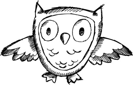 Doodle sketchy Owl  Illustrationのイラスト素材