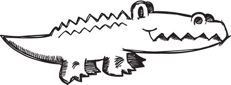 Doodle Sketchy Alligator Illustrationのイラスト素材