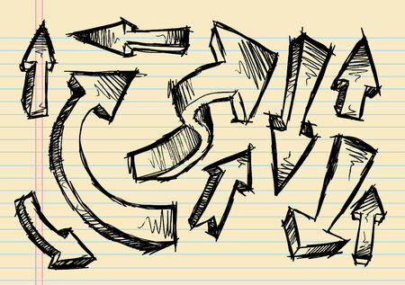 Sketchy Doodle Arrows Illustrationのイラスト素材