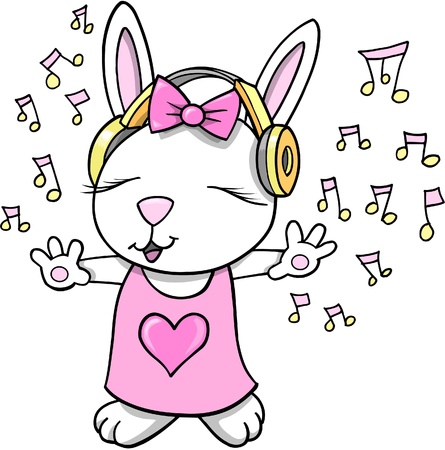 Rock Star Singer Rabbit Bunny Vector Illustration のイラスト素材