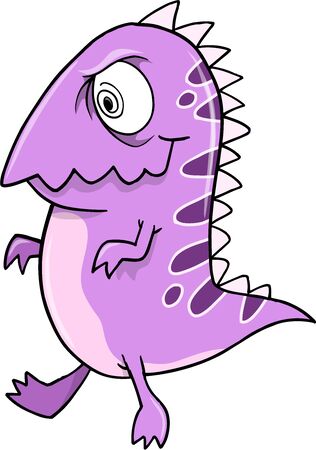 Crazy Purple Alien Monster Vector Illustration Artのイラスト素材