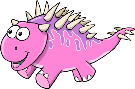 Silly Goofy Pink Dinosaur Vector Illustration Artのイラスト素材