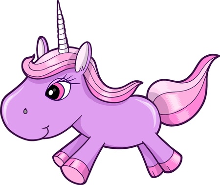 pretty Purple Unicorn Animal Vector Illustration Artのイラスト素材