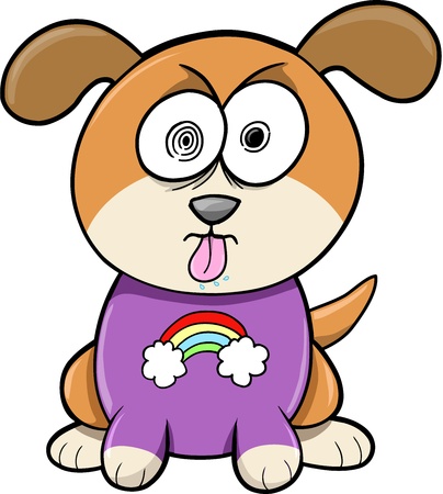 Crazy Puppy Dog Animal Vector Illustration Artのイラスト素材