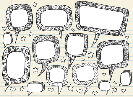 Doodle Groovy Speech bubble Vector Illustration Set のイラスト素材