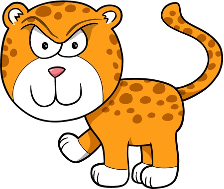 Tough Angry Leopard Vector Illustration Cartoon Artのイラスト素材