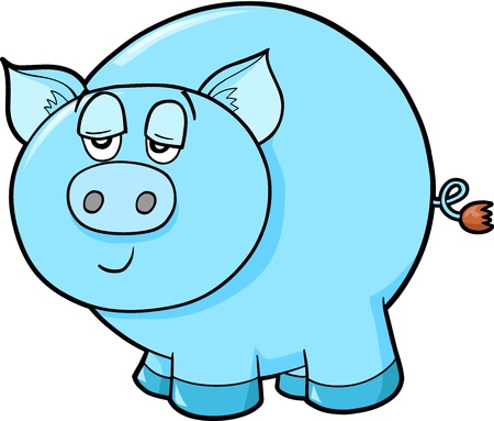 Lazy Farm Pig Vector Illustration Art のイラスト素材