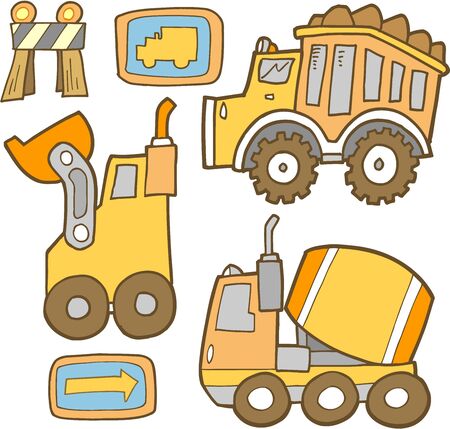 Cute Construction Vehicle Setのイラスト素材