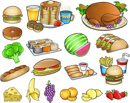 Food Meal Drink Elements Setのイラスト素材