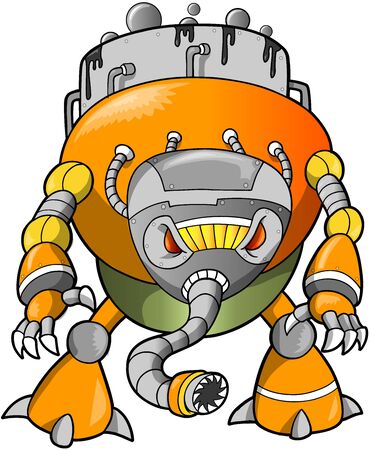 Massive Warrior Robot Cyborg Soldier Vectorのイラスト素材