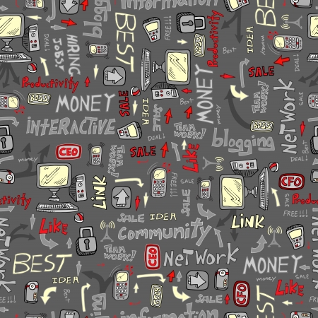 Doodle Technology Business Seamless Patternのイラスト素材