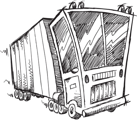 Sketch Doodle Truck Vector Illustration Artのイラスト素材