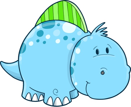 Blue Cute Dinosaur Vector Illustration Artのイラスト素材