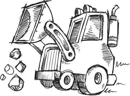 Sketch Doodle Drawing Front Loader Vector Artのイラスト素材