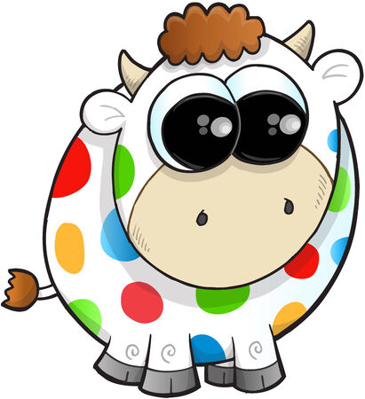 Rainbow Farm Cow Vector Illustration Artのイラスト素材