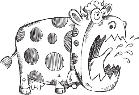 Mad Crazy Cow Sketch Vector Illustration Artのイラスト素材