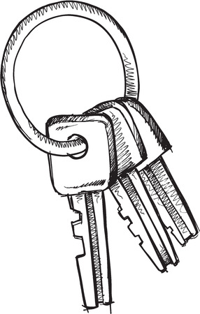 Doodle Sketch Keys Vector Illustration Artのイラスト素材