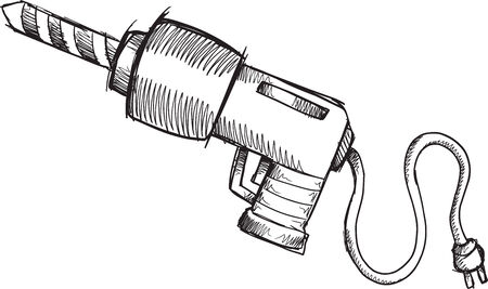 Doodle Sketch Power Drill Vector Illustration Artのイラスト素材