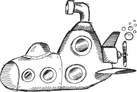 Doodle Sketch Submarine Vector Illustration Artのイラスト素材