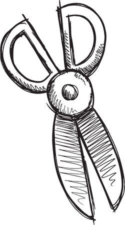Doodle Sketch Scissors Vector Illustration Artのイラスト素材