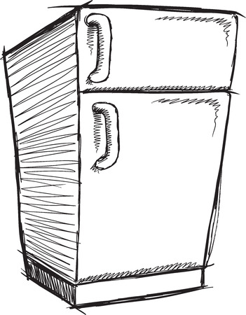 Doodle Sketch Refrigerator Vector Illustration Artのイラスト素材