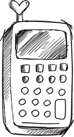 Doodle Sketch Cell Phone Vector Illustration Artのイラスト素材