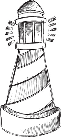 Doodle Sketch Light House Vector Illustration Artのイラスト素材