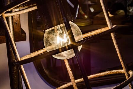 Antique Lamps with Edison Light Bulbs while turned on.の写真素材