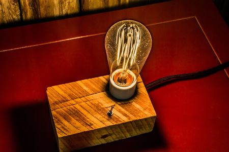 Antique Lamps with Edison Light Bulbs while turned on.の写真素材