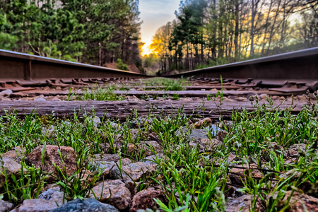Ground view of old rail road  tracks