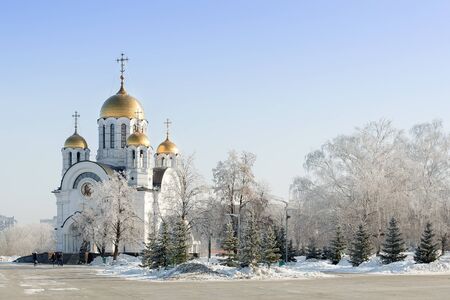 Russian Church in Winter Parkの写真素材