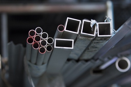pipe and profile is in stock for further processingの写真素材
