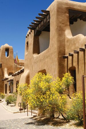 Typical adobe portal in Santa Fe New Mexicoの写真素材