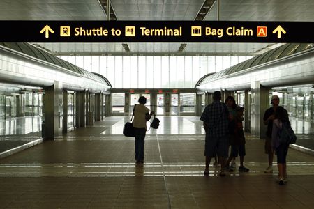Airport terminal's exit built with glass and metallic automatic doors 2の写真素材