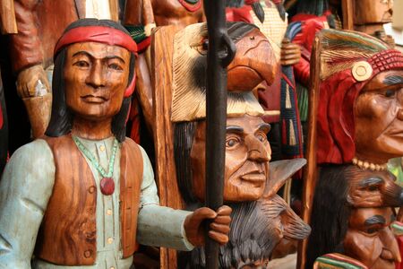 Tobacco shop native Indians carved in wood の写真素材