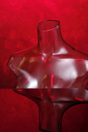 Translucent chest and red muslim jewelry presentation backgroundの写真素材