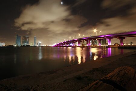 Miami 395 as is lit with colored lightの写真素材