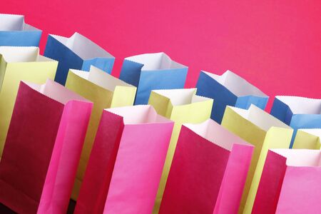 Recyclable Paper bags on Red lightの写真素材