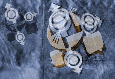 Metallic  geometric shapes made to wrap by aligning the seam to the foldの写真素材