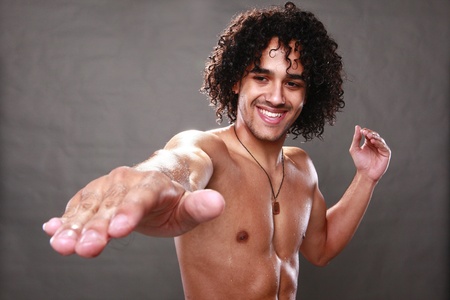 Young toned man's torsoの写真素材