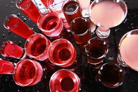 Cosmopolitan, Hurricane, Ice Tea, Cherry Cream, and Strawberry Daiquiriの写真素材
